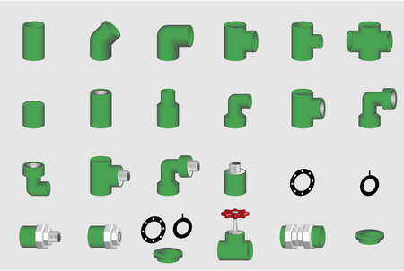 Sanitary Pipe fittings and icon catalogue., Vector, Illustrationのイラスト素材
