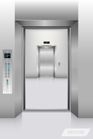 Realistic elevator in office building., Interior concept, Vector, Illustration.のイラスト素材