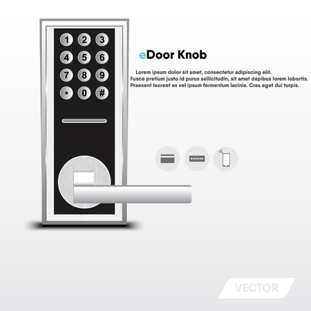 Electronic security door knob, Modern design, Vector, Illustrationのイラスト素材