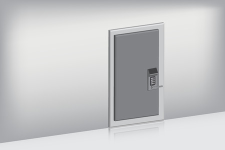Single door with complete set on oblique view., Indoor concept, Vector, Illustrationのイラスト素材