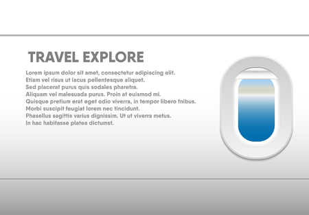 Tourism template brochure and advertise banner., Aircraft window concept.のイラスト素材