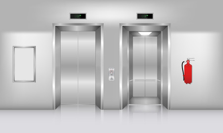 Realistic elevator in office building. Interior concept Vector Illustration.のイラスト素材