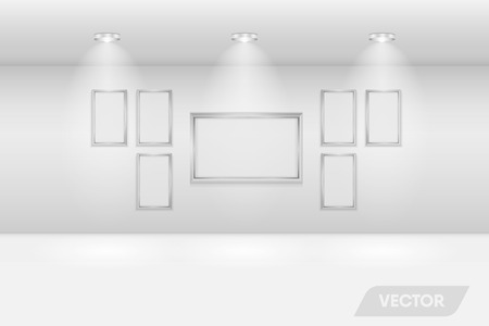 Modern design and color tone of interior gallery hall.のイラスト素材