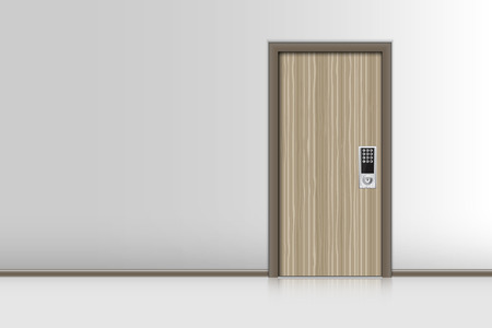 Realistic single door and interiors decorative, Indoor concept.のイラスト素材