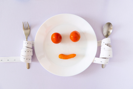 Slimming and diet plan with vegetables on table top view., Health conceptsの写真素材