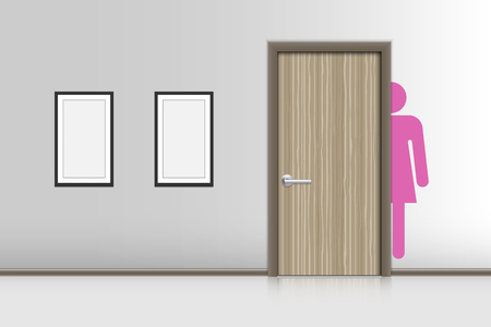 Realistic single door and interiors decorative of resting room., Indoor conceptの写真素材