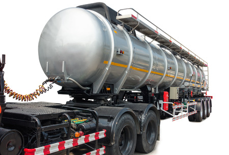 Fuel trailer tanker truck on isolate white background.の写真素材