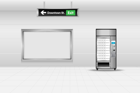 Vending machine at subway station., Vector, Illustration, Concept scene.のイラスト素材