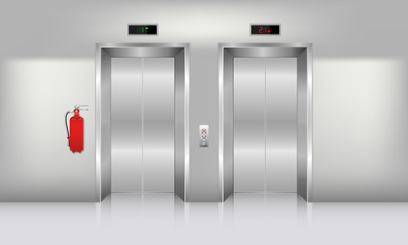 Realistic elevator in office building., Interior concept, Vector, Illustrationのイラスト素材
