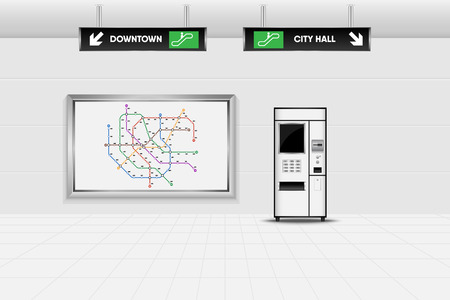 Metro interior design and ticket vending machine., Tube, Underground, Subwayのイラスト素材
