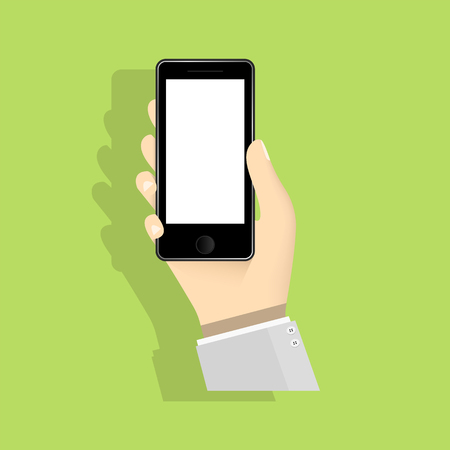 Mobile phone flat design, hand holding concept., Technology evoluation.のイラスト素材