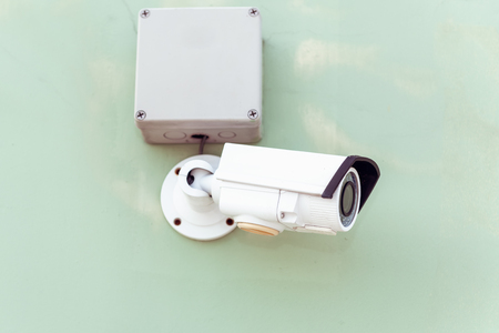 CCTV camera on wall to surveillance and monitoring for security.