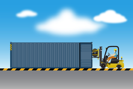 Logistics warehouse and loading dock, rubber wheels transportation and supply. Industrial sceneのイラスト素材