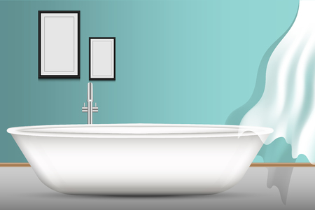 Shower bathtub interior design and decorative art. Illustrationのイラスト素材