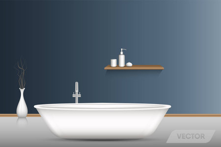 Shower bathtub interior design and decorative art., Vector, Illustrationのイラスト素材