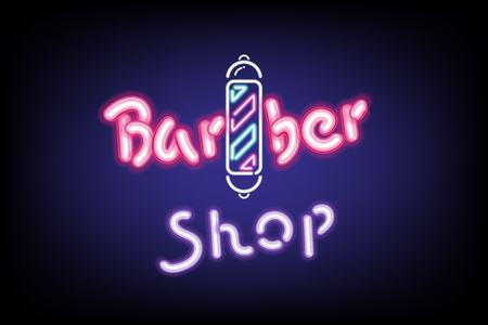 Barbershop signage advertising of signboard and icon brush design.のイラスト素材