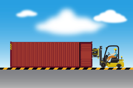 Logistics warehouse and loading dock, rubber wheels transportation and supply., Industrial sceneのイラスト素材