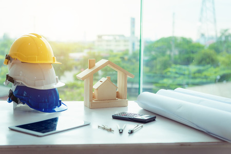 Layout workspace of engineering and architect table desktop.の写真素材