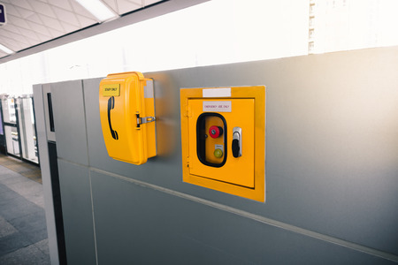 Switch control box and emergency call in skytrain station.の写真素材