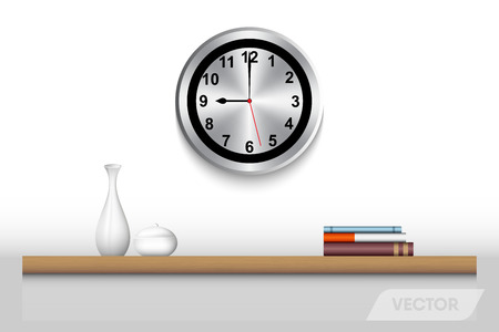 Book shelf and decorative interior., Vector design.のイラスト素材