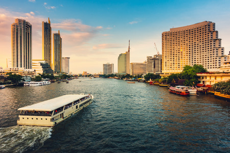 Cityscape of Bangkok city and skyscrapers buildings of Thailand., Panorama landscape of business and financial center of Thailand., Beautiful scene of urban town and travel destination of tourist.の写真素材