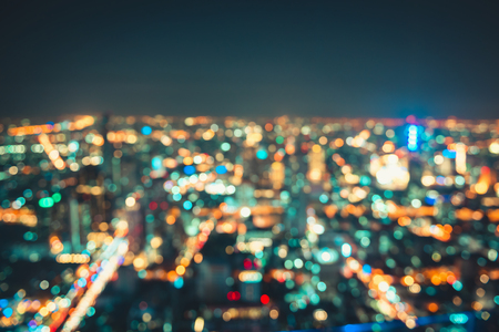 Abstract Defocused Blurred Of City Bokeh Lights Background, Night City.の写真素材