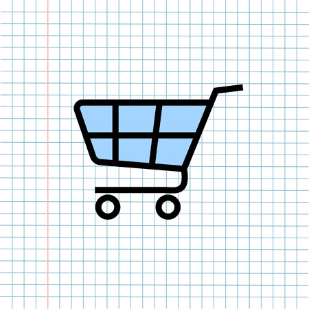 Shopping Cart Symbol Icon on Paper Note Background, Media Icon for Technology Communication and Business E-Commerce Concept. Vector, Illustrationのイラスト素材