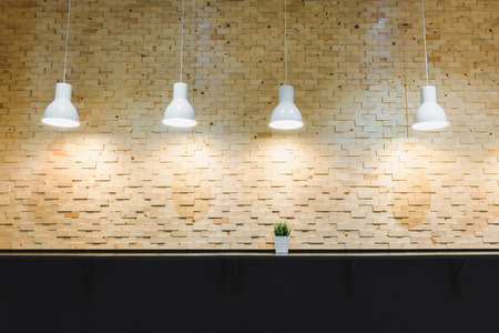 Modern Architecture and Interior Decoration With Lights Bulb on Wooden Wall Background, Home Decorative and Styles Concept.の写真素材