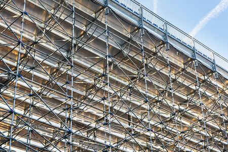 Scaffolding Steel Frame Installation in Construction Site, Scaffold Element, Structure Erection,...