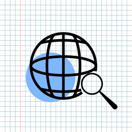 GPS Navigation Icon Sign Concept, Vector Graphic Design of Direction Navigator Symbol for Travel Destination, Traffic Label and Mapping Web Element Isolated on Paper Grid Background.のイラスト素材