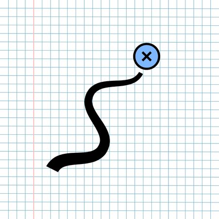 GPS Navigation Icon Sign Concept, Vector Graphic Design of Direction Navigator Symbol for Travel Destination, Traffic Label and Mapping Web Element Isolated on Paper Grid Background.のイラスト素材