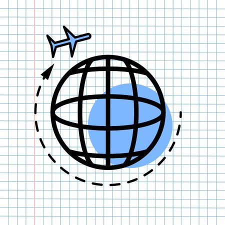 GPS Navigation Icon Sign Concept, Vector Graphic Design of Direction Navigator Symbol for Travel Destination, Traffic Label and Mapping Web Element Isolated on Paper Grid Background.のイラスト素材