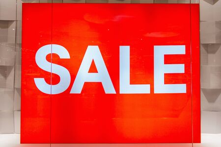 Sale Promotion Hot Price Banner in Shopping Mall, Advertisement Screen Text Promote Signage for Customer Information in Department Store. Sale Advertising for Consumerism の写真素材