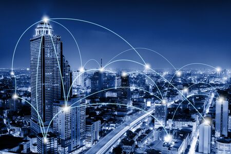 Network Telecommunication and Communication Connect Concept, Connection 5G Networking System of...