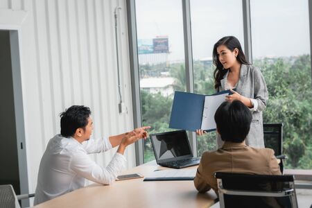 Business People Entrepreneurs Teams are Meeting Discussing and  Presentation Together Their Project  in Conference Room. Professional Entrepreneurship Teamwork are Business Dealing Meeting Togetherの写真素材