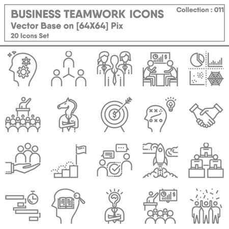 Business Teamwork and Leadership Icon Set, Icons Collection of Business Entrepreneur for Management Symbol. Leadership Team and Organization Human Resources, Vector Illustration Concept Design.のイラスト素材