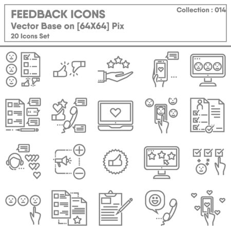Feedback Rating Review Icon Set, Icons Collection of Business Entrepreneur Client for Management Symbol. Satisfaction Survey From Customer Feedback Evaluation, Vector Illustration Concept Design.のイラスト素材
