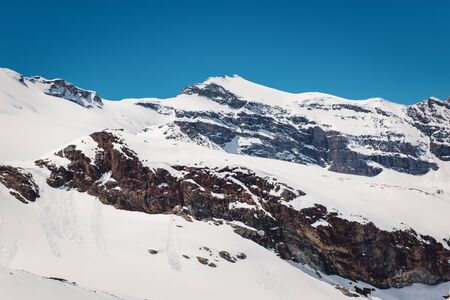 Nature Landscape Scenery View of Mountain Glacier at Zermatt, Switzerland. Beautiful Scenic Natural...