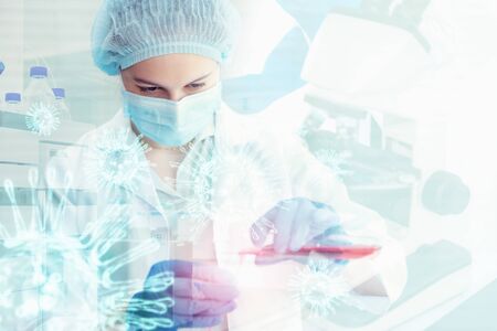 Medical Technologist or Chemical Scientist Working in Laboratory Room, Female Researcher Medicine...