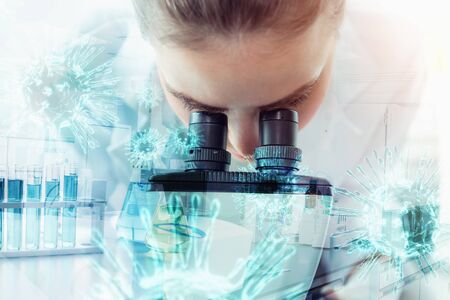Medical Technologist or Chemical Scientist Working in Laboratory Room, Female Researcher Medicine...