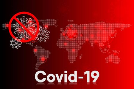 Coronavirus Disease Global Infection and Pandemic Sickness, Covid-19 Coronavirus World Spread for Medical Banner Background. Epidemic Coronavirus Influenza and World Map, Medicine/Healthcare Concept.のイラスト素材
