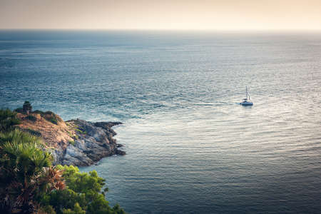 Nature Landscape Scenery of Tropical Seascape Thailand at Sunset, Aerial View of Sea Paradise Island in Southeast Asia, Thailand Destination of Travel Tourist. Natural Backgroundの写真素材