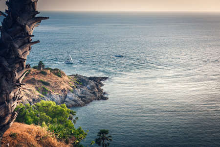 Nature Landscape Scenery of Tropical Seascape Thailand at Sunset, Panorama View of Sea Paradise Island in Southeast Asia, Thailand Destination of Travel Tourist. Natural Backgroundsの写真素材