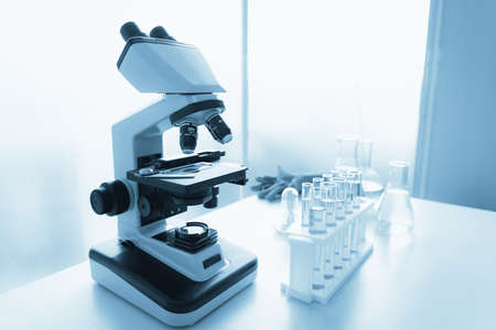 Laboratory Research and Biotechnology Science Concept, Chemical Lab Equipment Tool for Experimental...