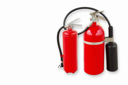 Fire extinguisher for Building Fire Protection on Isolated White Background, Firefighting Protect System for Safety Accident. Chemical Carbon Dioxide Extinguishing Equipment Toolの写真素材