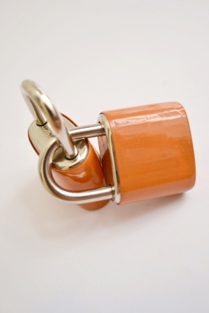 Orange locks with white background の写真素材