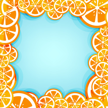 orange and yellow lemon with blue backgroundのイラスト素材