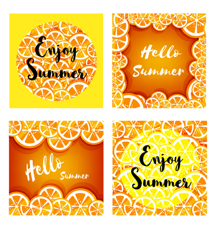 color summer background with lemon frameのイラスト素材
