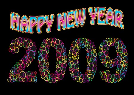 Colorful vibrant Happy New Year 2009 greetingsのイラスト素材