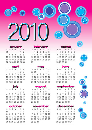 Vector of calendar 2010 with retro bubble on white backgroundのイラスト素材